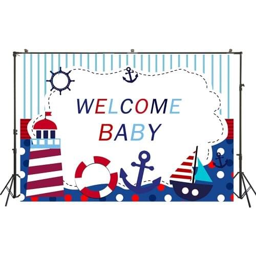 HUAYI Photography Backdrop Birthday Party Desserts Table Decor Photo Background Anchor Sail Boys Baby Shower BackdropW-3630