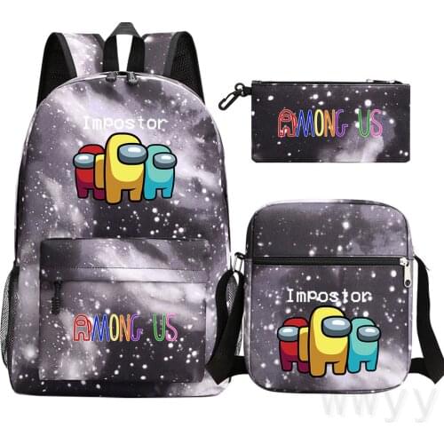 Game Among us School Bag For Teenagers 3pcs Backpack Childrens Games large Travel Casual Laptop Mochila