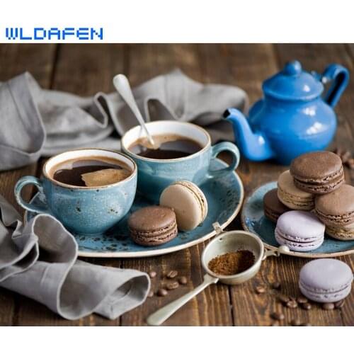 Coffee Cake DIY Painting By Numbers Modern Home Wall Art Picture Kits Acrylic Handpainted Oil For Gift 40x50cm