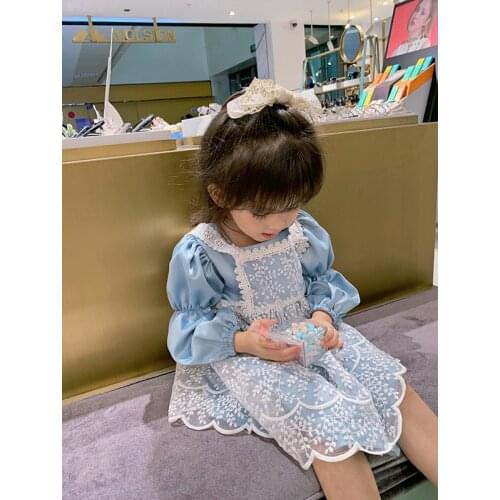 Girls Dress Set 2021 New Designer Baby Spring Clothes Children Princess Dresses + Lace Suspender 2 Pieces Sets