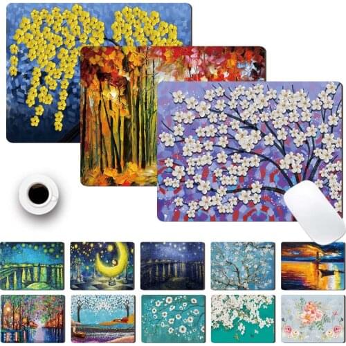 Easy To Clean And Small Space Occupied Mouse Pad Anti-slip Waterproof PU Leather Mouse-pad Paint Pattern Game Mouse Mat