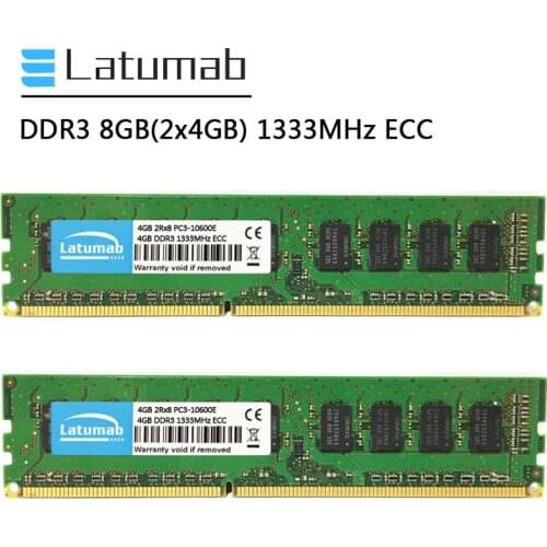 Latumab Memoria RAM DDR3 8GB (2x4GB) 1333MHz Workstation Memory 240Pin ECC UDIMM PC3-10600E 1.5V DDR3 RAM ECC Unbuffered Memory