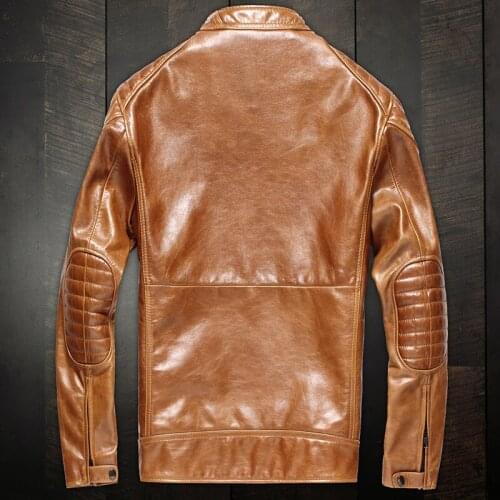 Mens Autumn Winter Genuine Cow Leather Luxury Coat Streetwear Motorcycle Jacket Veste Homme 16-46 MY1804