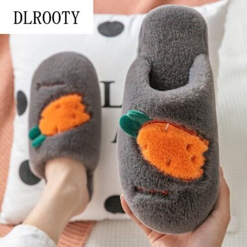 Men Winter Warm Slippers Indoor Carrot Fashion Platform Silent Non-slip Short Plush Shoes Male Slides Flat Casual Flip Flop