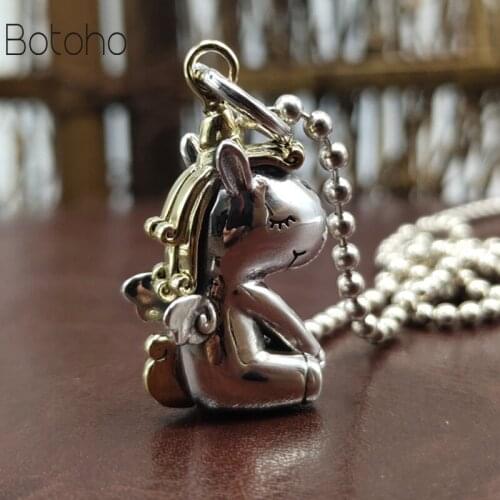 New real solid s925 sterling silver jewelry retro simple stylish stupid white rabbit woman men pendant Without necklace