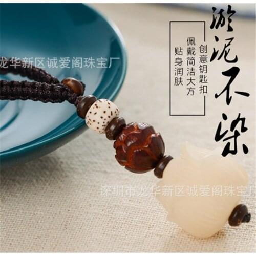 NEW Buddhist Keychain Carved Bodhi Lotus Flower Keyring Spiritualist Car Key Ring Gift For Friend MEN WOMEN fashion llaveros