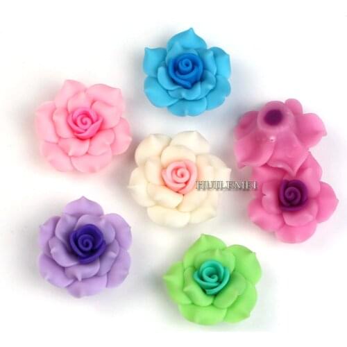 Wholesale 20pcs/lot 35mm Mixed Color Polymer Clay Big Flower Beads for DIY Jewelry Making Accessories Craft DIY Jewelry Supplies
