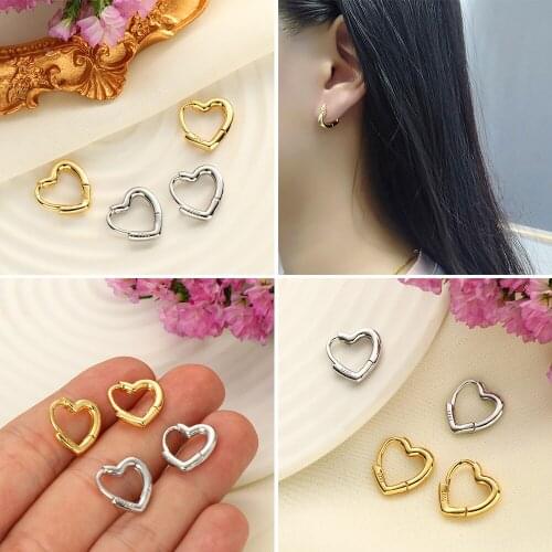 Simple Heart Buckle Hoop Earrings Cute Sweet Fashion Heart-shaped Circle Piercing Earrings Jewelry For Women Gift
