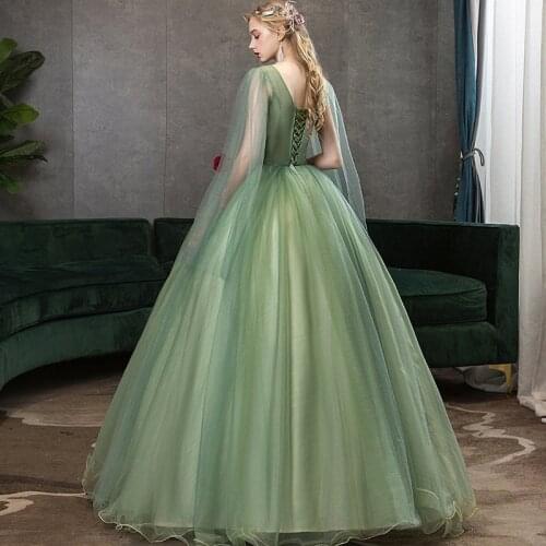 Puffy Long Sleeves Ball Gown Olive Green Quinceanera Dresses Robe De Bal Vestido 15 Anos Vestidos De Quinseanera Sweet 16 Dress