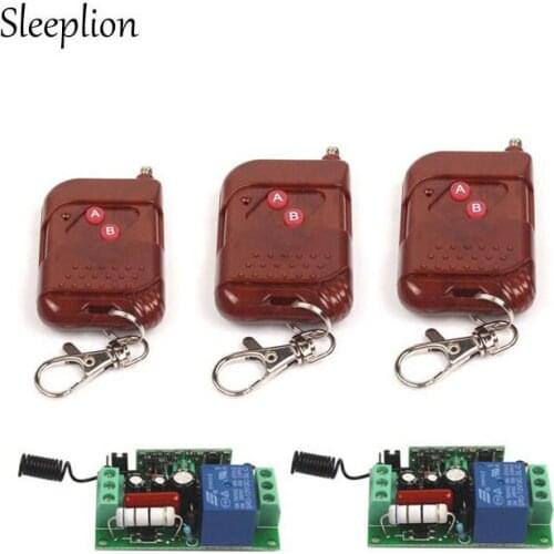 Sleeplion 315MHz/433MHz AC 110V 10A relay 1CH Wireless RF 3 2-Key Remote Switch Transmitter+2 Receiver On/Off Module