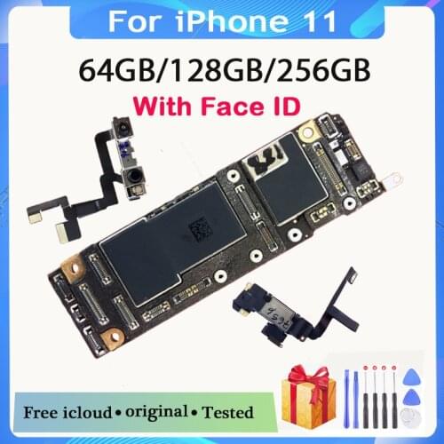 With/Without Face ID For iPhone 11 Motherboard 64gb 128gb 256gb Original Unlocked Mainboard Full Chips For iPhone 11 board MB
