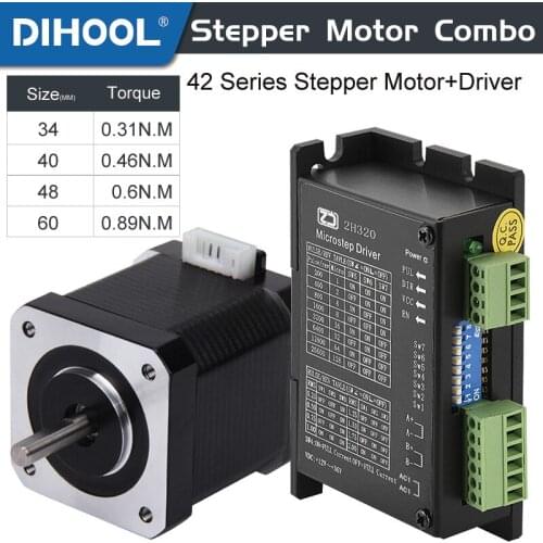 Nema 17 Stepper Motor 42-34A Driver Adapter 4-Lead 44/65/85/126 OZ-in 34/40/48/60MM Size For 3D Printer SMT Machine CNC Device