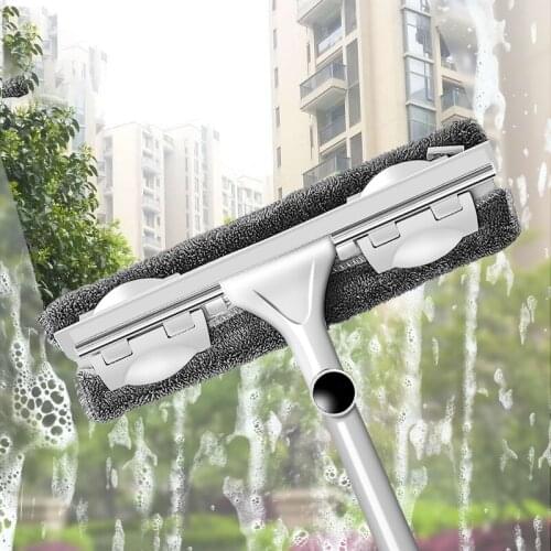 Telescopic Glass Rubber Wiper Long Handle Cleaning Brush Magic Window Cleaner Glass Squeegee Rotating Head with Cleaning Cloth