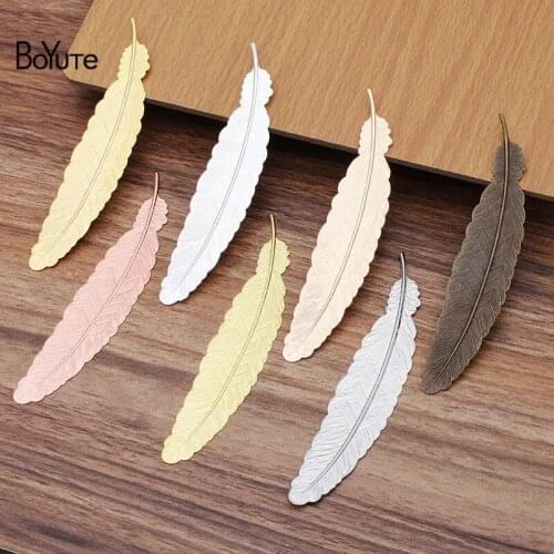 BoYuTe (20 Pieces/Lot) Factory Direct Wholesale 110*24MM Stamping Plate Metal Brass Feather BookMark Jewelry Accessories