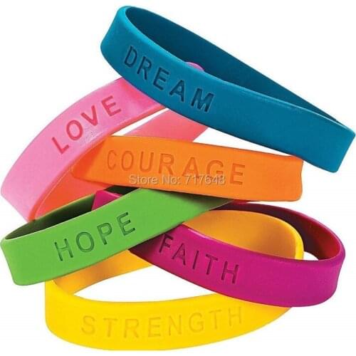 1pc dream love courage hope faith strength wristband silicone bracelets free shipping