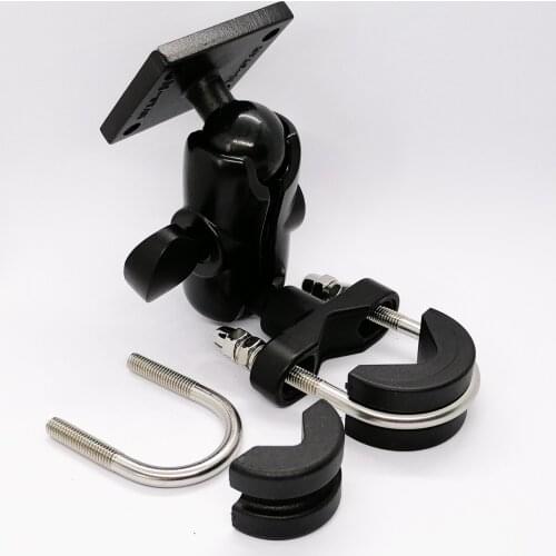 Heavy Duty Aluminum Alloy Motorcycle Handlebar Rail Mount for GPS with U Bolt Base 6 CM Double Socket Arm and AMPS Hole Pattern