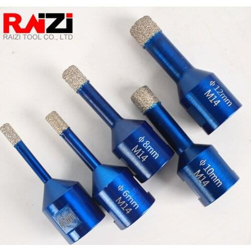 Raizi 2 Pcs Diamond Hole Drill Bits For Porcelain Ceramic Tile Granite Marble 5/6/8/10/12 mm vacuum brazed Drill Hole Saw Cutter