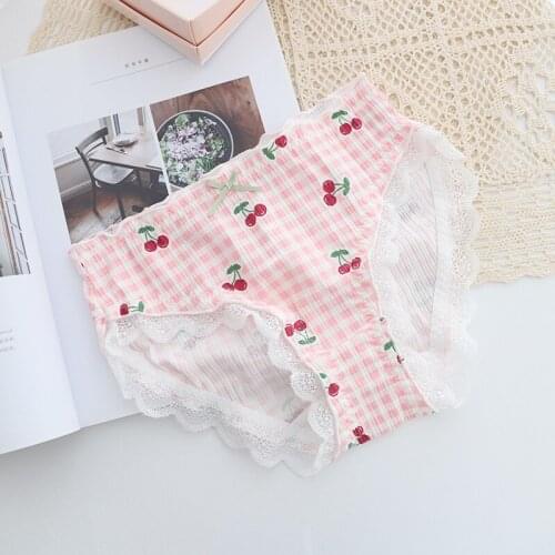 Pure cotton sweet fruits Seamless Panties women Korea cute Mid-rise Young girl briefs lingerie women Panties N653
