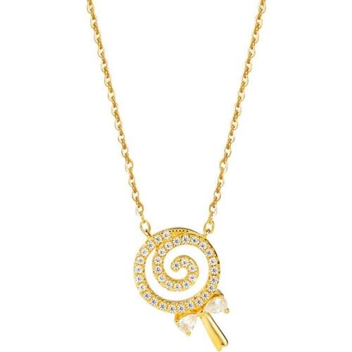 GCC51 Creative S925 Sterling Silver Lollipop Necklace Female Niche Design Girlfriend Clavicle Chain Fashion Rose Gold Jewelry