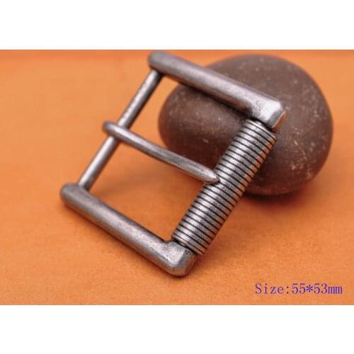 Heavy Strong Solid Antique Silver Prong Pin Roller Buckle For Veg Leather Belt 55*53MM (INNER 40 MM)