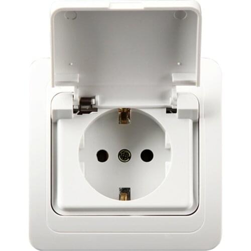 Waterproof EU 16A 250V 81*81mm Outdoor Anti-UV Surface mounted Outlet Germany Korea Russia Splash-proof Power Wall Socket