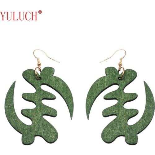 YULUCH New Special Symbol Wood Pendant Earrings African Wood Jewels For Womens Party Halloween Personality Accessories