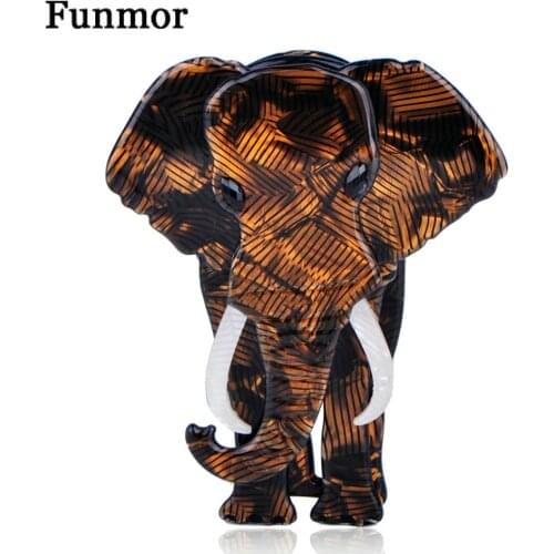 FUNMOR Handmade Acrylic Large Elephant Brooch Resin Vivid Animal Brooches And Pins For Women Men Scarf Badges Accessories Gifts