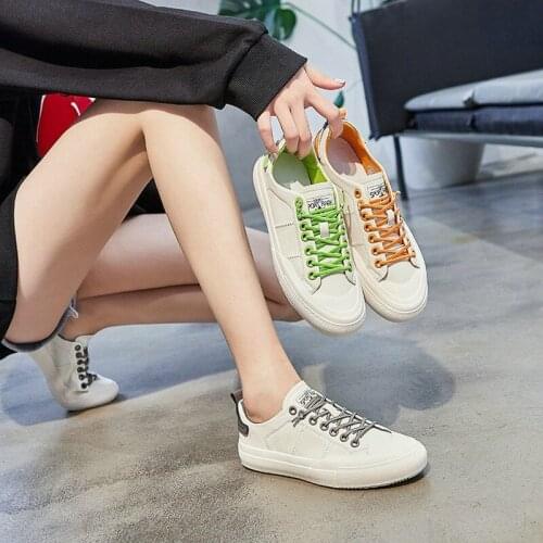 Genuine Leather Vulcanized Shoes Women Flat White Shoes Zapatos Planos De Mujer 2021 Autumn Designer Brand Luxury Ladies Shoes