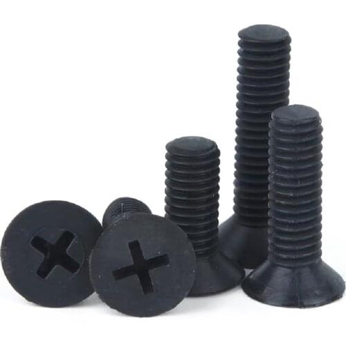 100PCS M3 M4 M5 M6 black cross flat plastic screw Nylon insulated screw countersunk head cross bolt screw