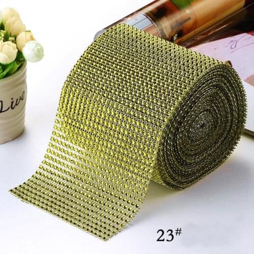 2 Yards\lot 12 cm Width 24 Row Rhinestone Mesh Wrap Plastic Crystal Diamond Row Drill Net For Home Wedding Party DIY Decorative