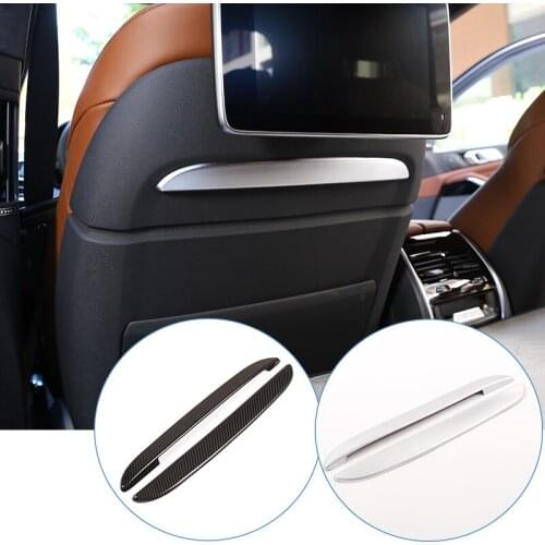 2 Pcs Carbon Fiber Silver ABS Car Front Row Seat Decoration Strips Trim For BMW X5 G05 X7 G07 2019 Model Accessories