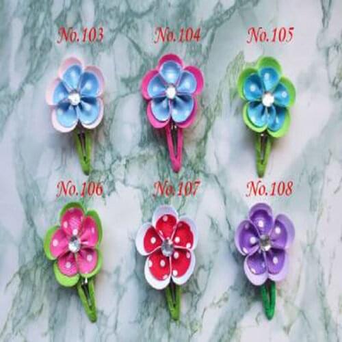 300 PCS Good Girl BLESSING Latest Vogue Style 2" Grosgrain Flower Snap Clip 252