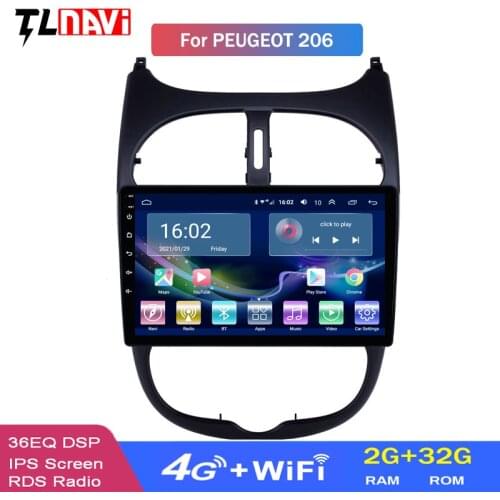 4G LTE 2G RAM GPS Autoradio HD Touchscreen Car Radio Audio 9 inch Android 10 for Peugeot 206 2000-2016