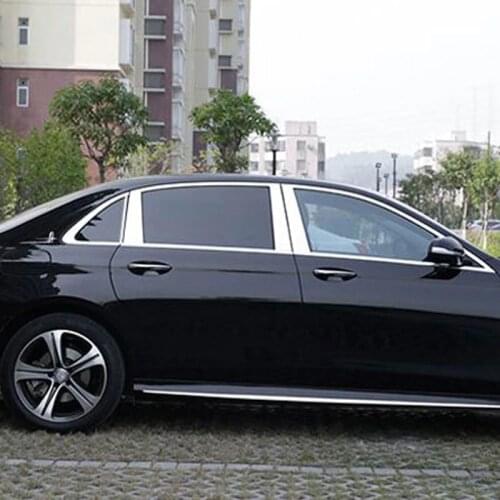 8pcs/set Polished Aluminum Window Pillar Post Trim Kit Cover Trim For Mercedes Benz W213 E Class 4 Door Sedan AMG 2016 2017