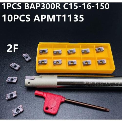 BAP300R C15-16-150-2T HSS inner diameter indexable shoulder milling cutter bar + 10PCS APMT1135 lathe tool BAP300R turning tool