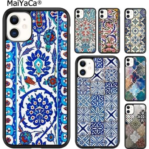 MaiYaCa Ancient Floral Tiles Phone Case Cover For iPhone SE 6s 7 8 plus X XR XS 11 12 pro max Samsung Galaxy S7 S8 S9 S10 shell