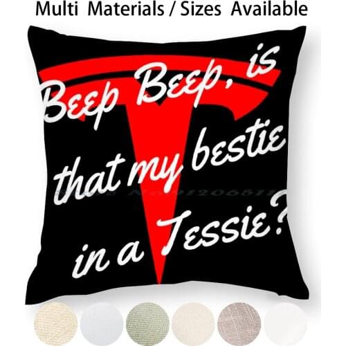 Bestie In A Pillow Case Throw Pillow Cover Cotton Linen Flax Best Friend Tesla Ev Doja Cat Saweetie Sweetie Creative Trending