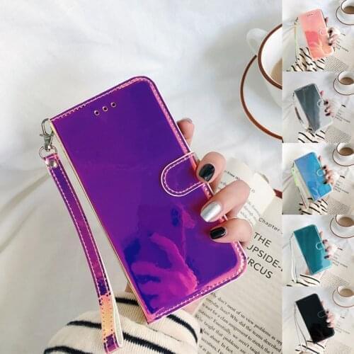 Mirror Wallet Leather Flip Phone Case For Nokia 7.3 5.4 3.4 2.4 1.3 2.3 6.2 Stand Holder Magnetic Gradient Strap 3D Bright Laser