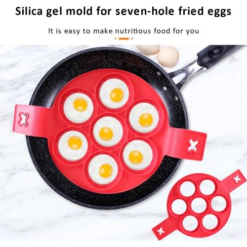 DIY 7-Hole Cake Cooking Pan Cast Iron Omelette Pan Non-stick Cooking Pot Breakfast Egg Cooking Pie Cake Mold Kitchen Cookware