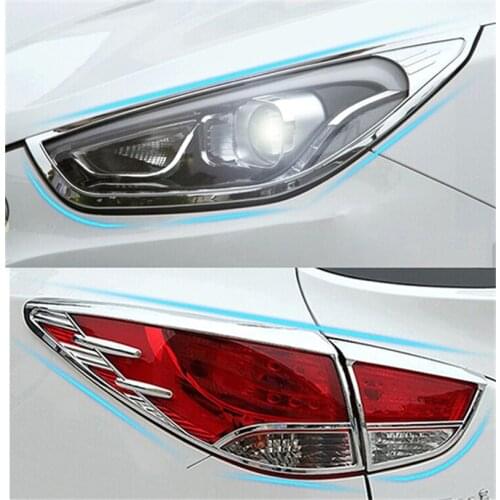 FIT FOR 2010-2012 2013 2014 HYUNDAI IX35 TUCSON ABS CHROME FRONT REAR HEADLIGHT TAIL LIGHT LAMP COVER Car-Styling ACCESSORIES