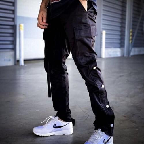 Hip Hop Dance Cargo Trousers With Ribbons Buckle High Street Casual Pants Mens Streetwear Techwear Vintage Zipper Fashion Pants