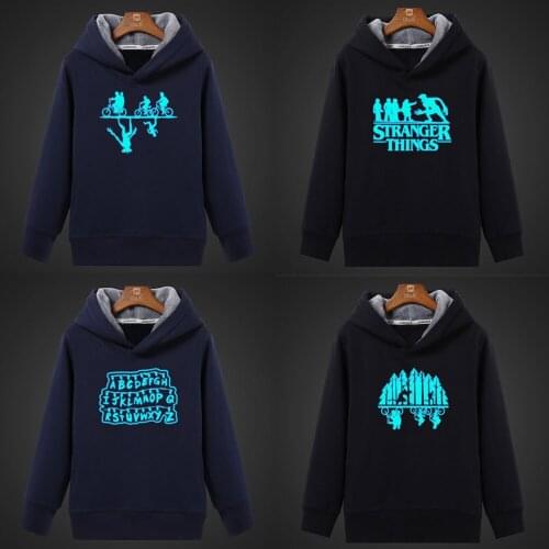 Stranger Things Season 3 Fluorescent Luminous Mens Hoodies Winter Fleece Warm Thick Jackets Hooded Casual Coat Sweatshirt