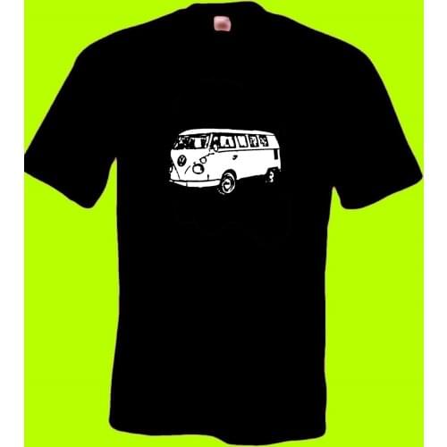 Mens High Quality Tees T Shirt Campers Split Screen T2 Bus Combi Dub Retro Classic Cool O-Neck Teenage T-Shirt