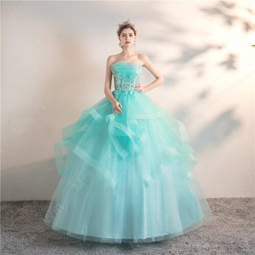 Ice Blue Quinceanera Dresses 2021 Party Prom Elegant Strapless Ball Gown 6 Colors Formal Homecoming Dress Custom Size