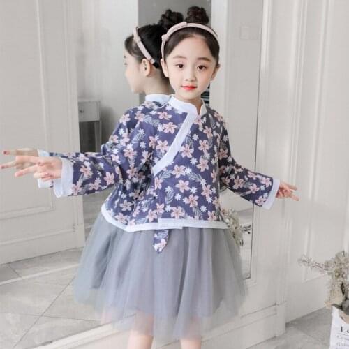 Hanfu Girls Dresses Chinese Tang Suit Kids Performing Clothes Chinese Minority Dance Costumes Children Stage Show Dancewear SL10