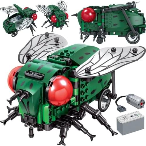 Ideas Creator Simulated Electric Bee Fly DIY Building Blocks Technical MOC Insect Model Bricks Toys for Children Gifts