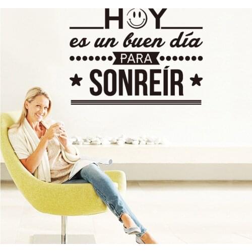 Spanish home and office art wall decals today is a good day to smile detachable vinyl wall stickers home decoration DD098