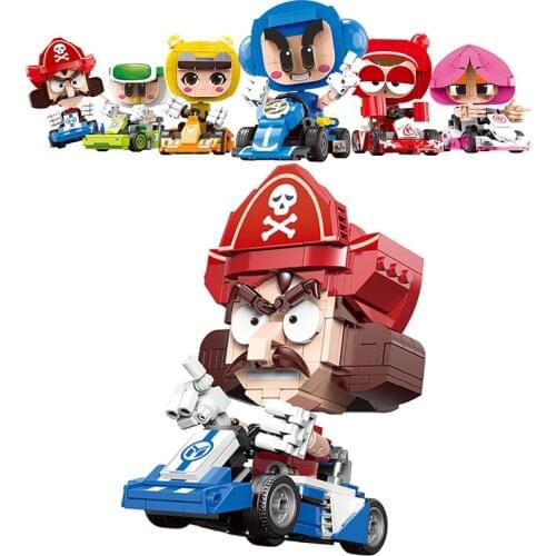 Kart Racing Series Bricks Toys Character Dolls Captain Skipper Man And Novice Racing Cars Building Blocks Mini Model Kit MOC