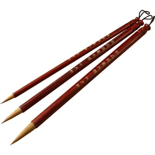 Chinese Weasel Hair Calligraphy Brushes Set 3pcs/set Beginner Small Regular Script Calligraphy Copying Brush Pen Tinta China