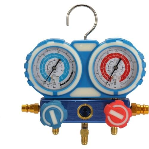 Car Air Conditioning Refrigerant Freon Double Valve Pressure Gauge with Seal Rings Diagnostic Repairing Tool Kit